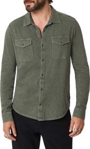John Varvatos Arvon Vintage Wash Slub Organic Cotton Snap-Up Western Shirt