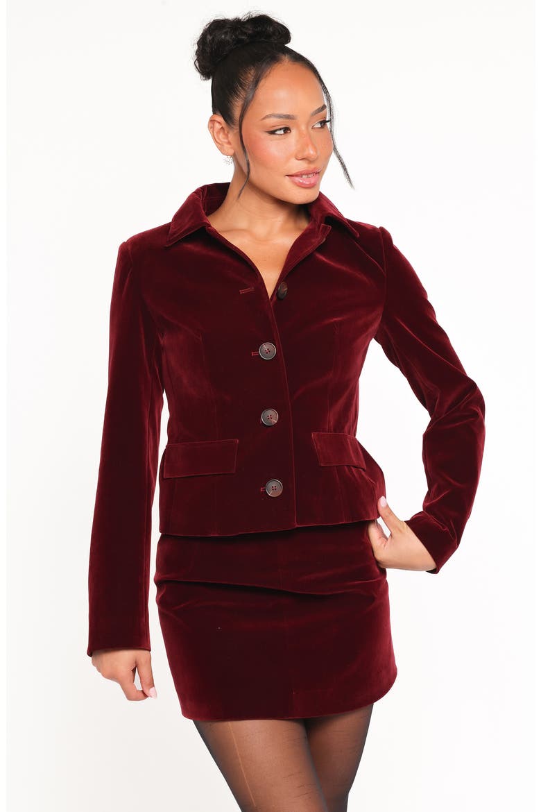 Lainey Velvet Miniskirt, Alternate, color, BURGUNDY