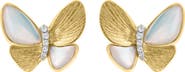 EFFY Diamond & Mother of Pearl Butterfly Stud Earrings - 0.03ct