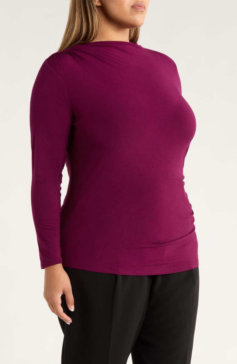 Liverpool Los Angeles Long Sleeve Ruched Jersey Top, Alternate, color, Wine Berry