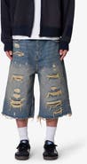 mnml Ultra Baggy Repaired Jeans Shorts