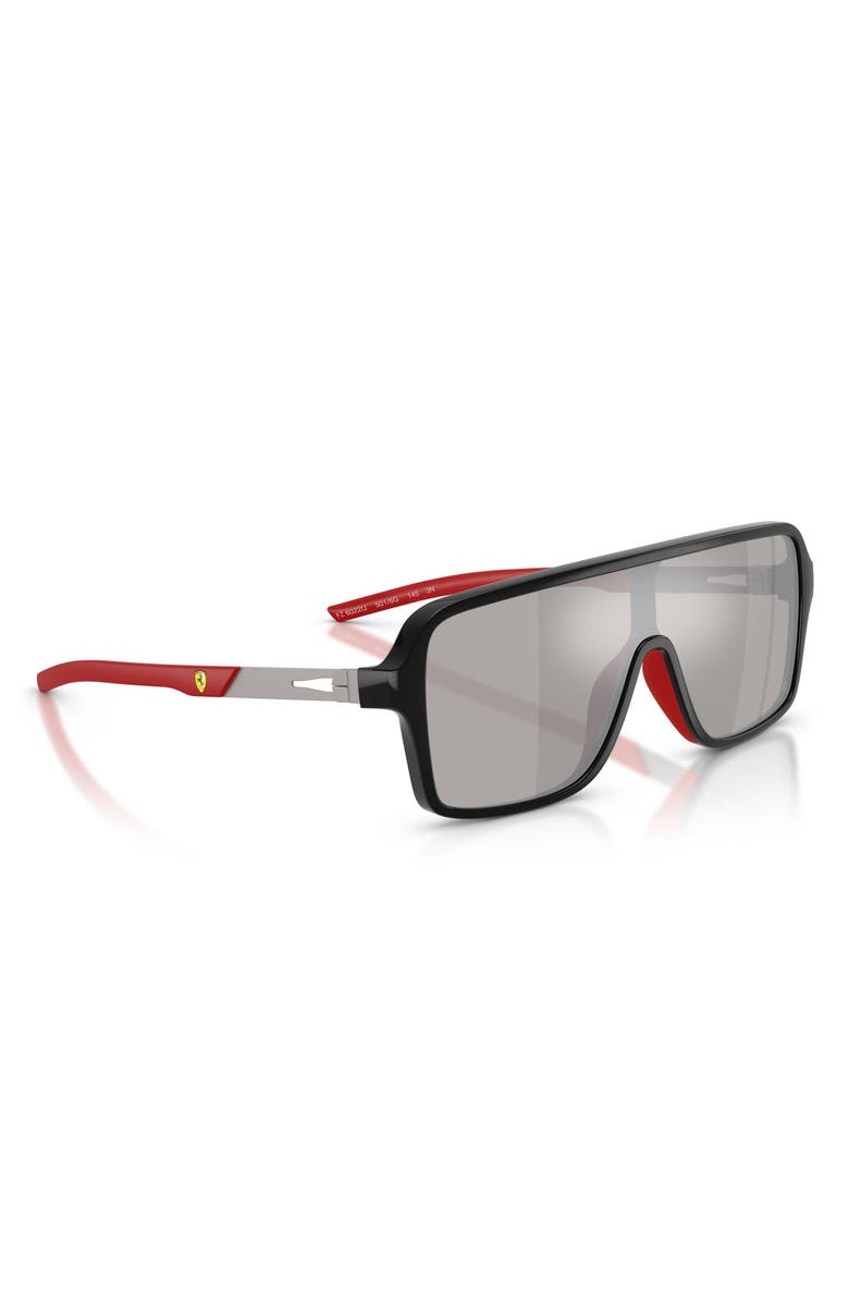Scuderia Ferrari 132mm Rectangular Sunglasses, Alternate, color, Black Shiny / Light Grey