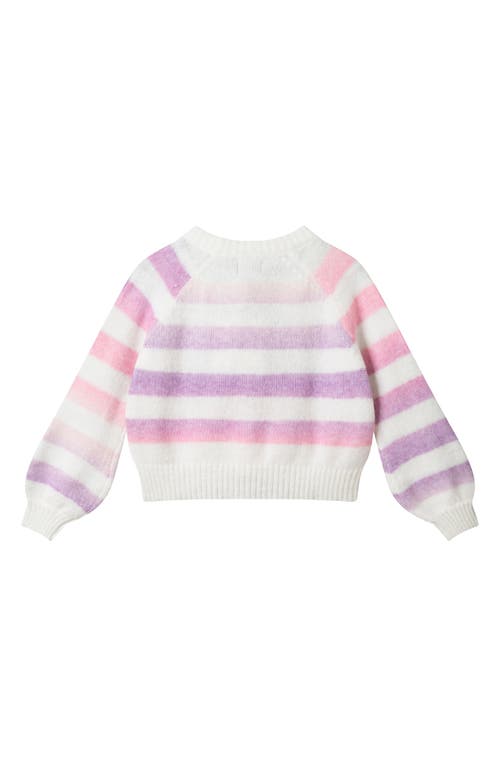 Andy & Evan Kids' Stripe Button Front Cardigan In Purple