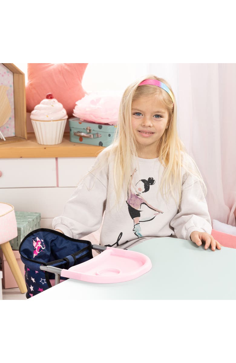 Bayer Design Folding, Attachable Table Seat, Navy, Pink Stars, Alternate, color, Multicolored