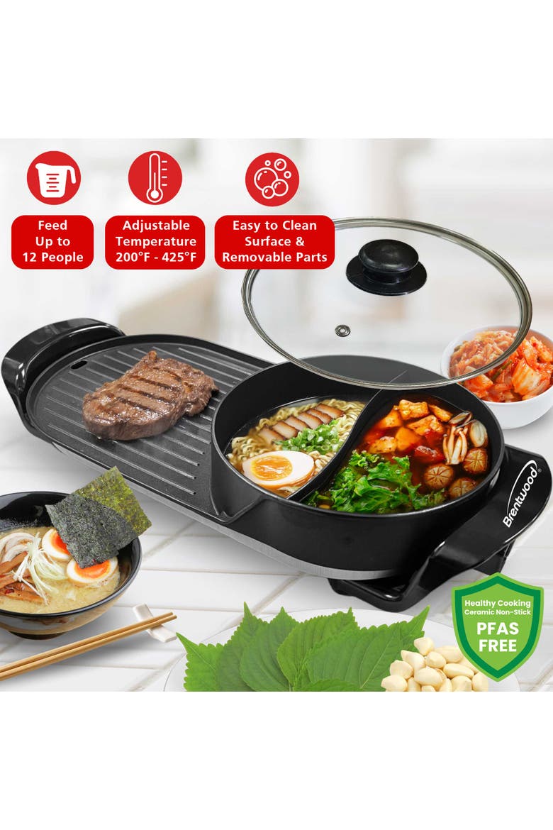 Electric Hot Pot and Korean BBQ Grill, Alternate, color, Black