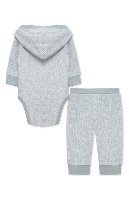 Little Me Waffle Knit Bodysuit & Pants Set In Gray