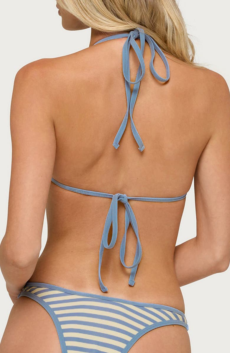EDIKTED Jayla Stripe Triangle Bikini Top, Alternate, color, Blue