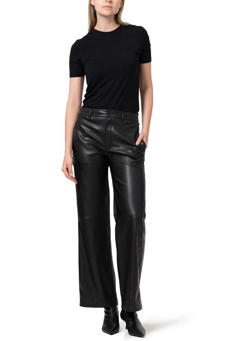 Faux Leather Wide Leg Pants, Alternate, color, BLACK