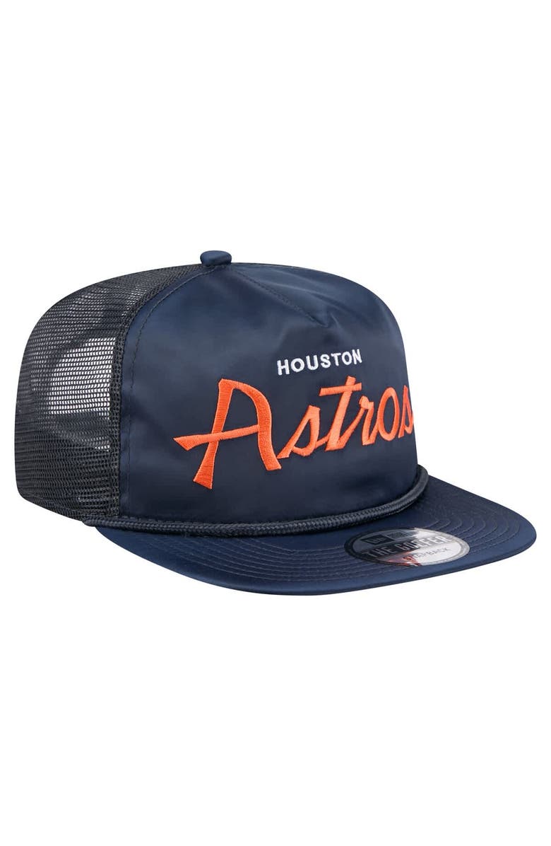 New Era Men's New Era Navy Houston Astros Retro Satin Script Golfer Adjustable Hat, Alternate, color, Navy