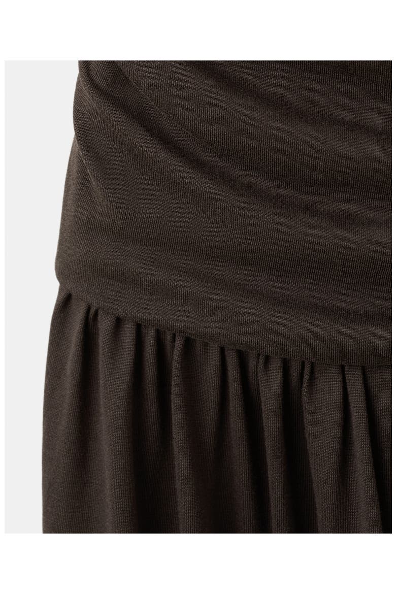 Osana Ruched Drop Waist Halter Midi Dress, Alternate, color, BROWN