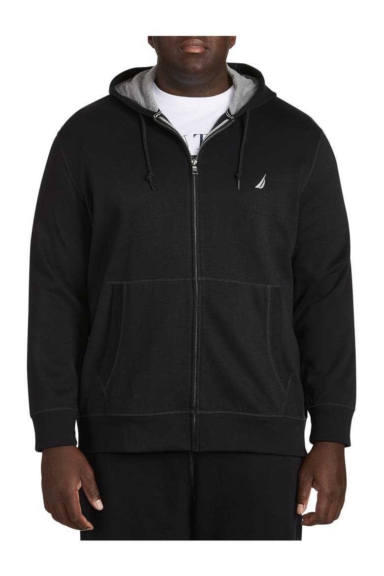 Big & Tall Full-Zip Fleece Hoodie, Alternate, color, TRUE BLACK