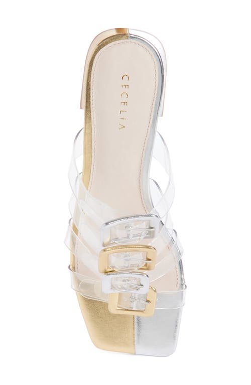 Cecelia New York Ludlow Cage Slide Sandal In Mixed Metallic