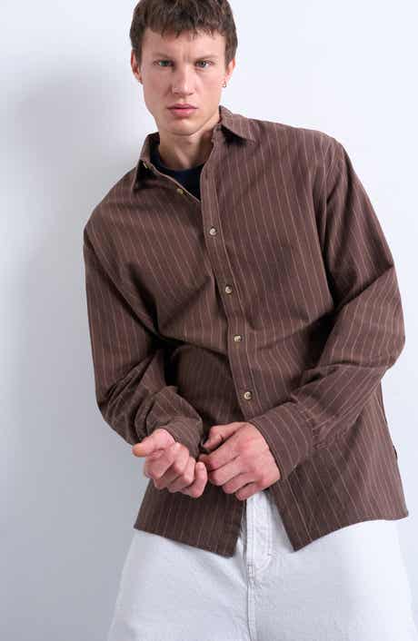 Topman Stripe Oversize Oxford Button-Up Shirt