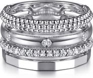 Gabriel & Co. Bujukan Sterling Silver White Sapphire Stack Ring