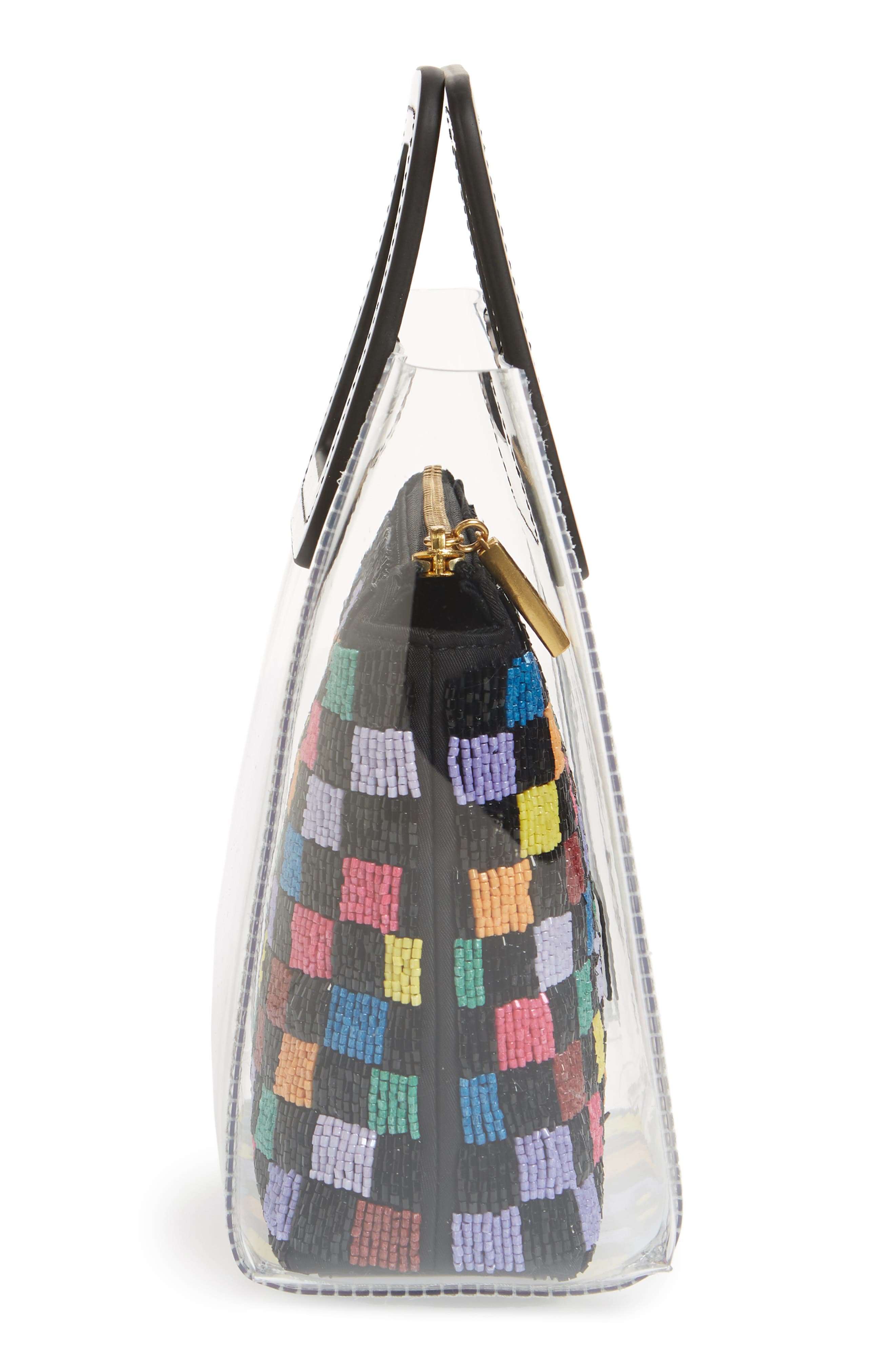 STAUD Mini Shirley Beaded Transparent Handbag, Alternate, color, 