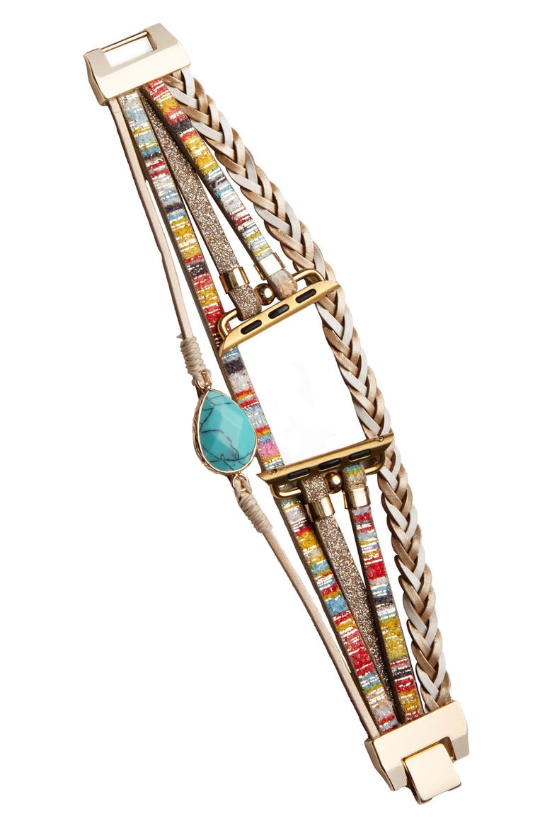 Braided Wrap Apple Watch® Watchband, Main, color, TAUPE