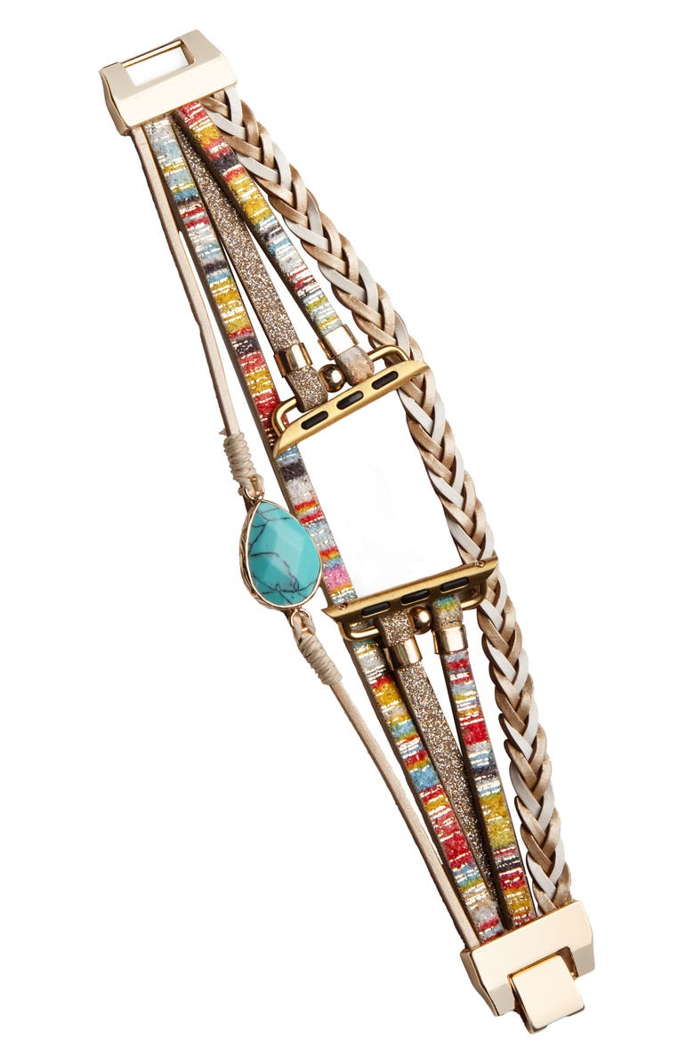 SAACHI Braided Wrap Apple Watch<sup>®</sup> Watchband, Main, color, Taupe