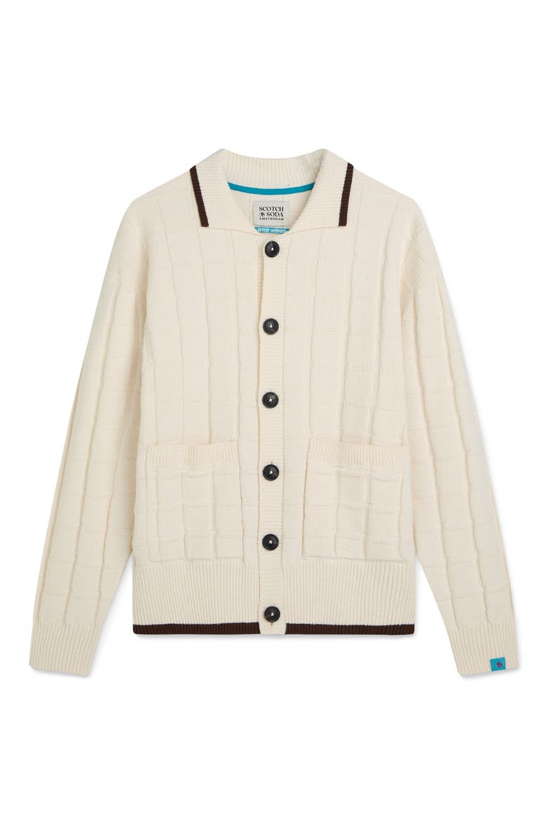 Structure Bouclé Cardigan, Alternate, color, EGGNOG