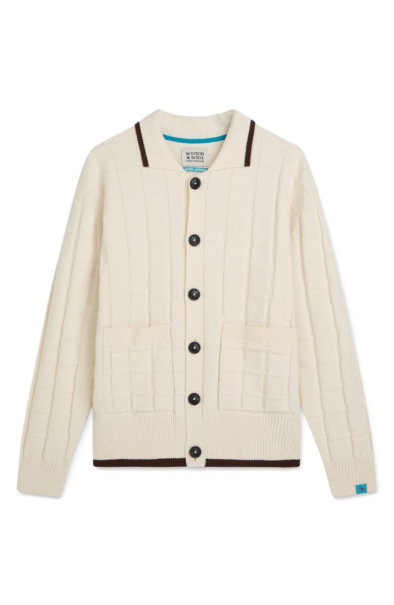 Scotch & Soda Structure Bouclé Cardigan, Alternate, color, Eggnog