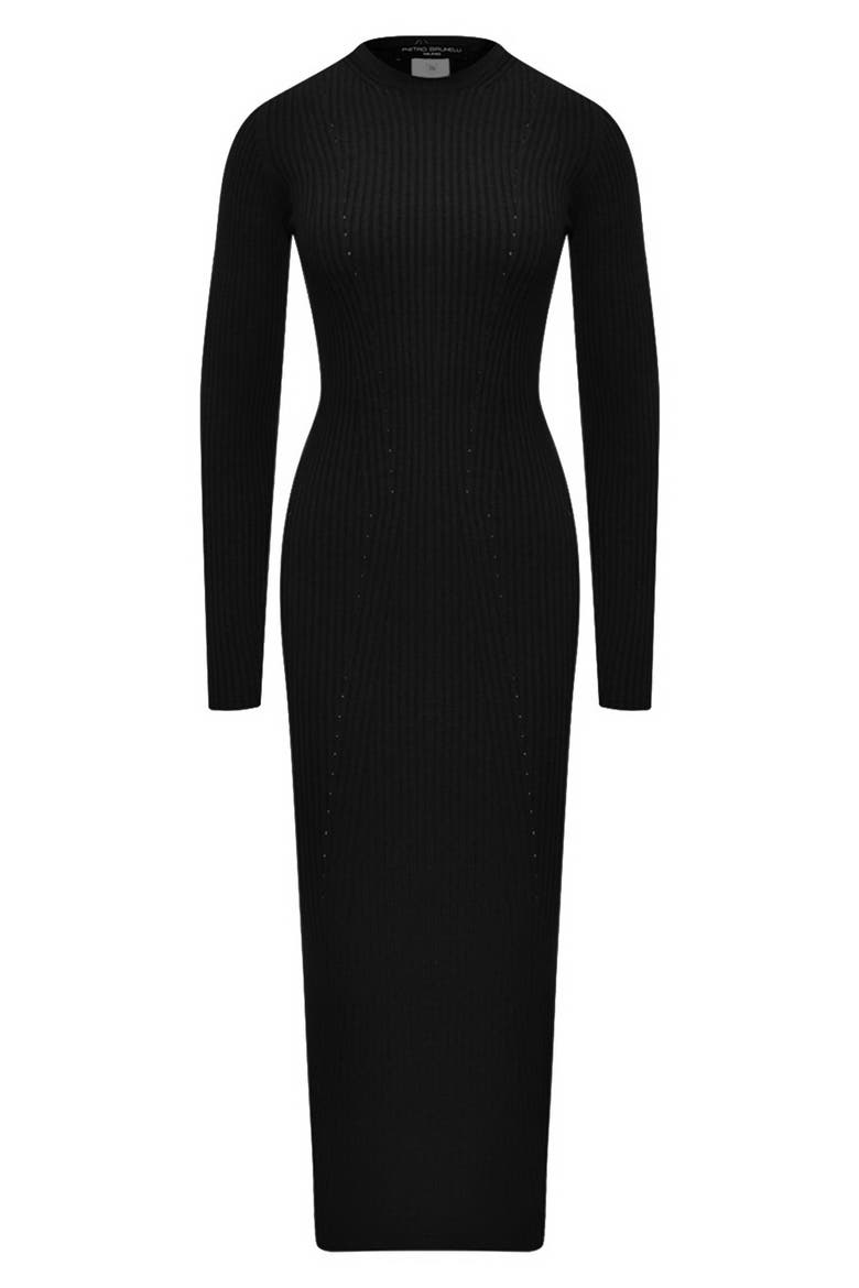 Long Sleeve Rib Maternity Midi Sweater Dress, Alternate, color, BLACK
