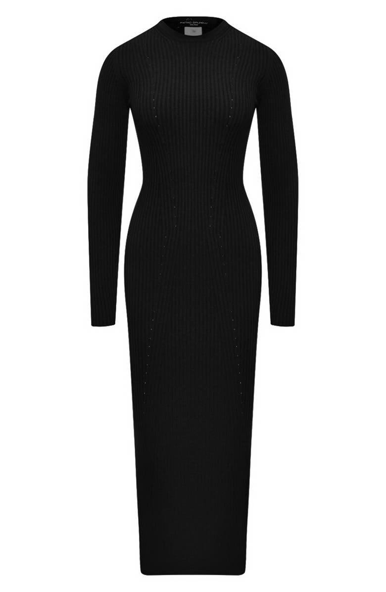 PIETRO BRUNELLI MATERNITY Long Sleeve Rib Maternity Midi Sweater Dress, Alternate, color, Black