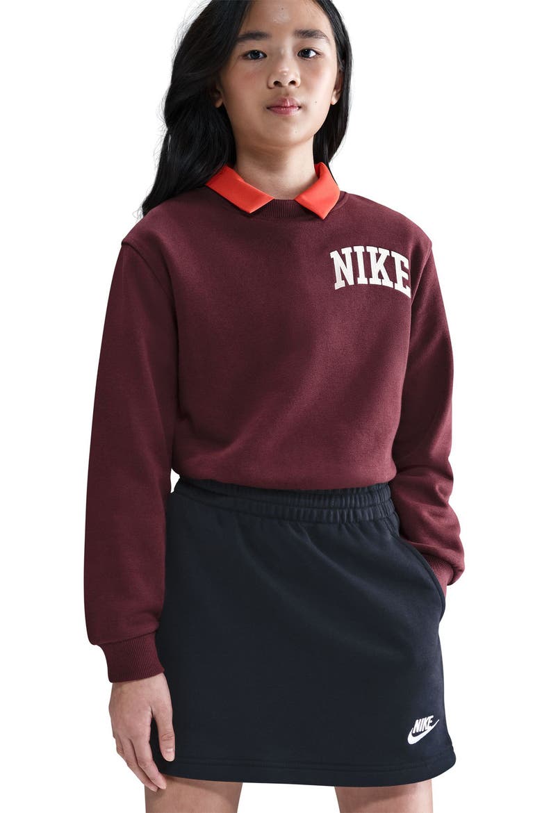 Kids' Sportswear Club Fleece Pull-On Skirt, Alternate, color, BLACK/ BLACK/ WHITE