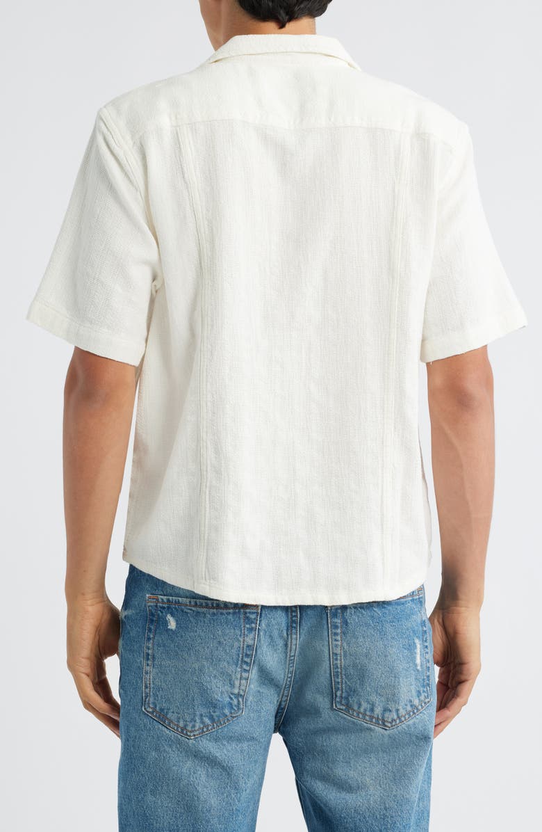 Corridor Basket Weave Short Sleeve Button-Up Shirt, Alternate, color, Natural