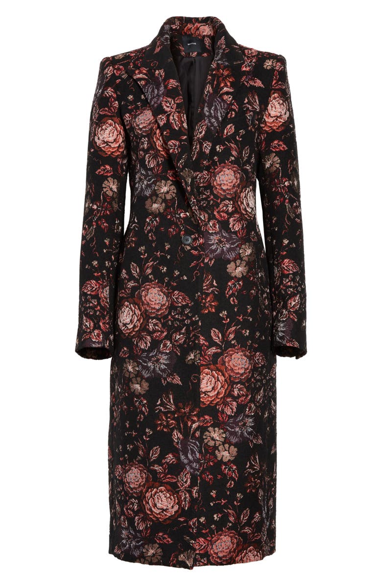 Smythe Floral Jacquard Peaked Lapel Coat, Alternate, color,