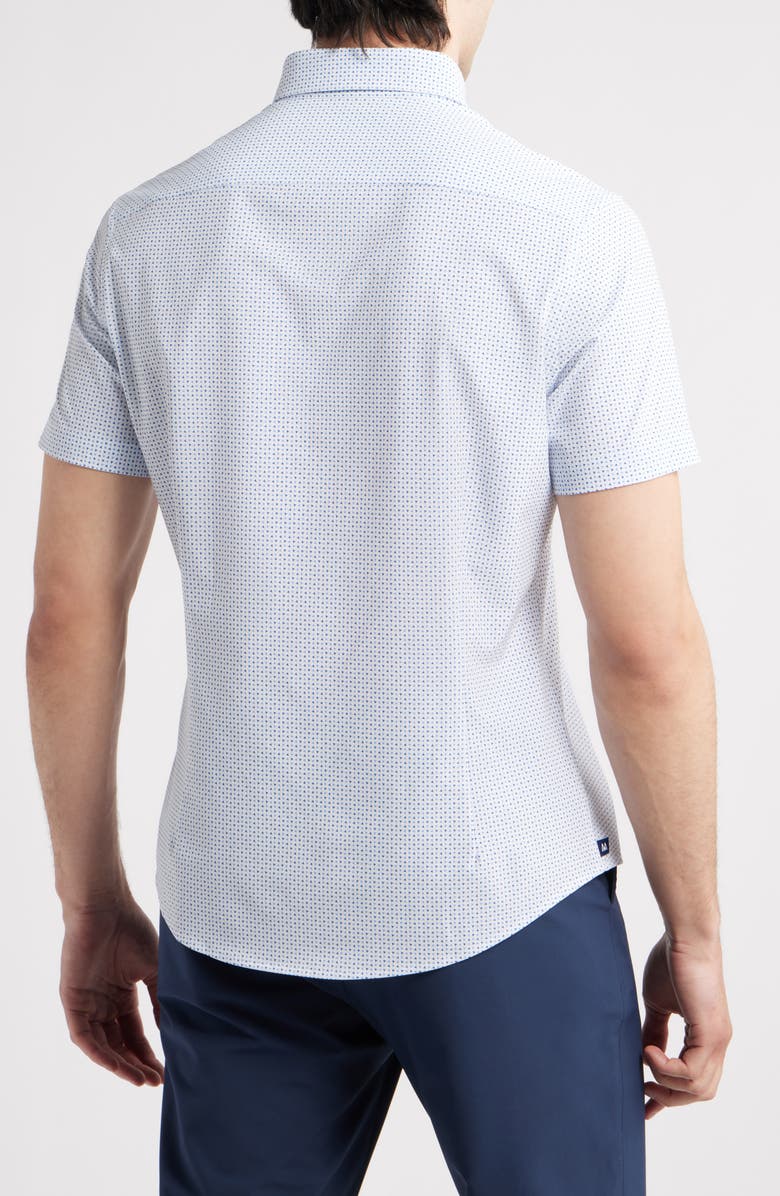 Mizzen+Main Leeward Trim Fit Neat Short Sleeve Button-Up Shirt, Alternate, color, White Geo