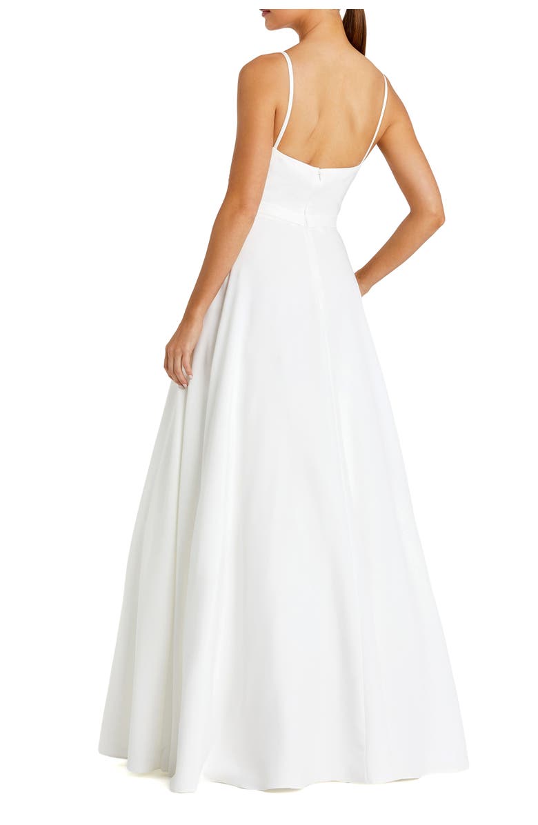 Mac Duggal Petite V-Neck Ball Gown with Belted A-Line Skirt, Alternate, color, White