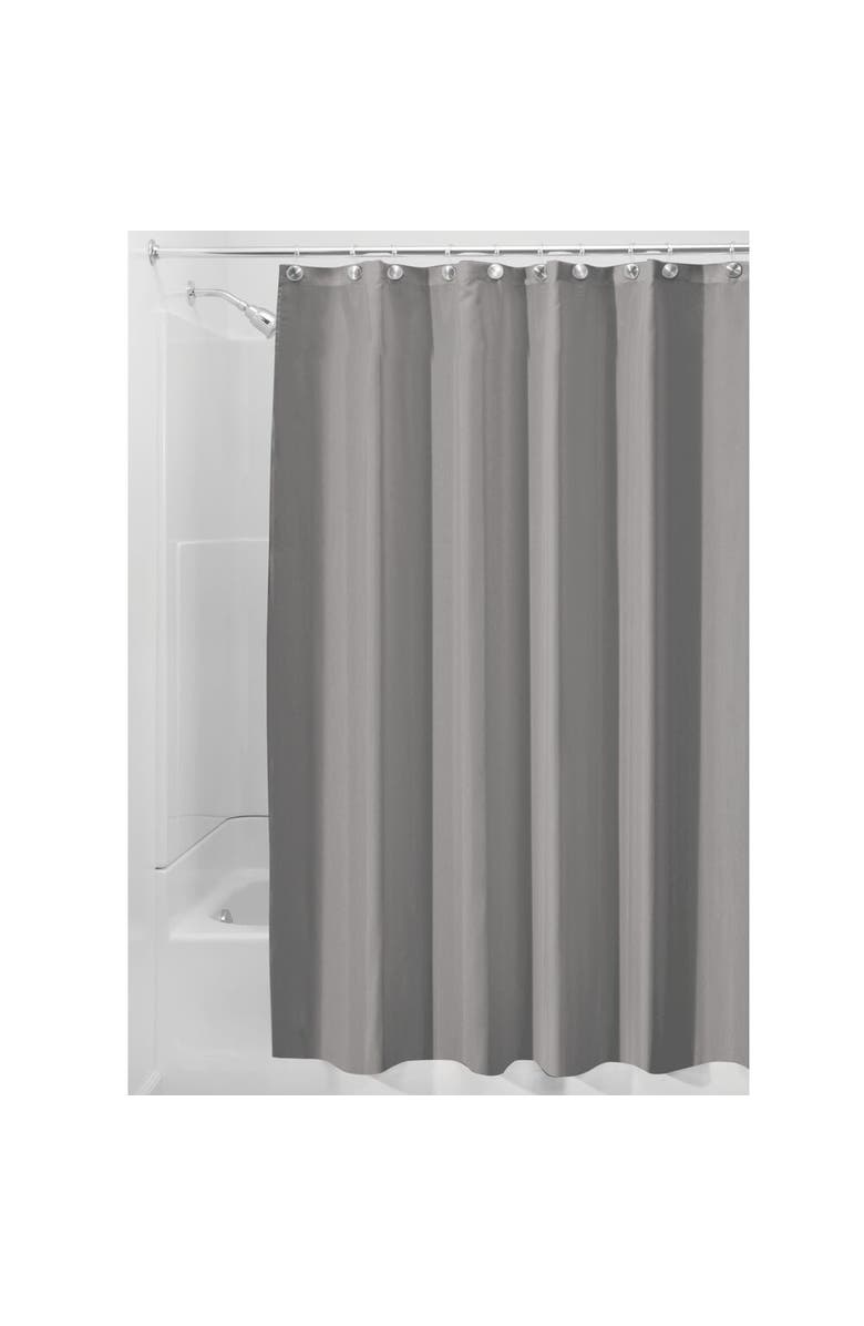 iDesign Solid Polyester Shower Curtain - 72" x 72" - Set of 2 - Gray, Alternate, color, Gray