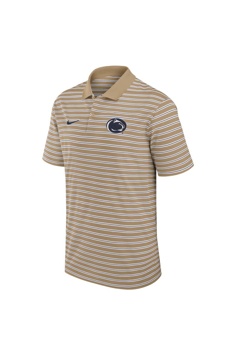 Men's Nike Tan Penn State Nittany Lions Athletic Prep Striped Performance Polo, Alternate, color, Tan