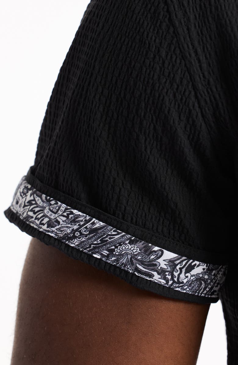 Robert Graham Harbor Short Sleeve Stretch Cotton Button-Up Shirt, Alternate, color, Black