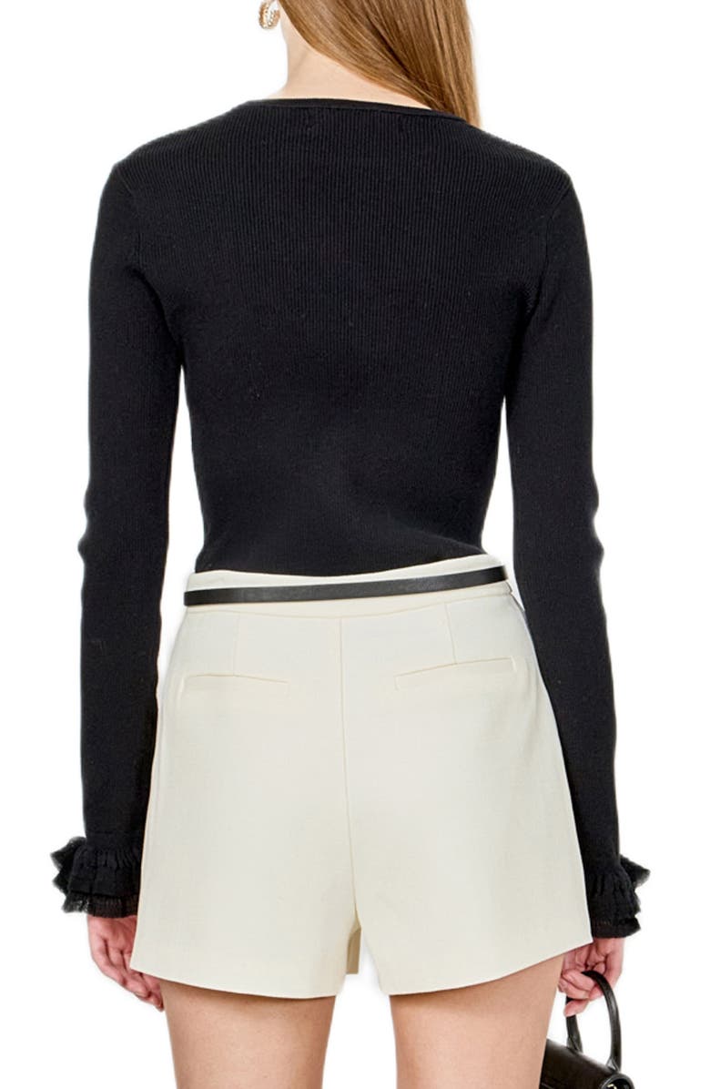 Endless Rose Ruffle Cuff Knit Top, Alternate, color, Black