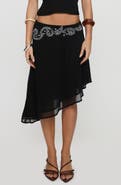 Princess Polly Pappilion Embroidered Asymmetric Chiffon Skirt