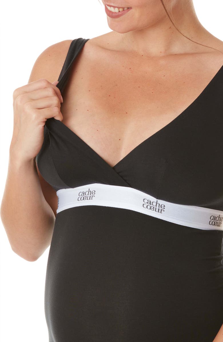 Cache Coeur Life Maternity/Nursing Bodysuit, Alternate, color, Black