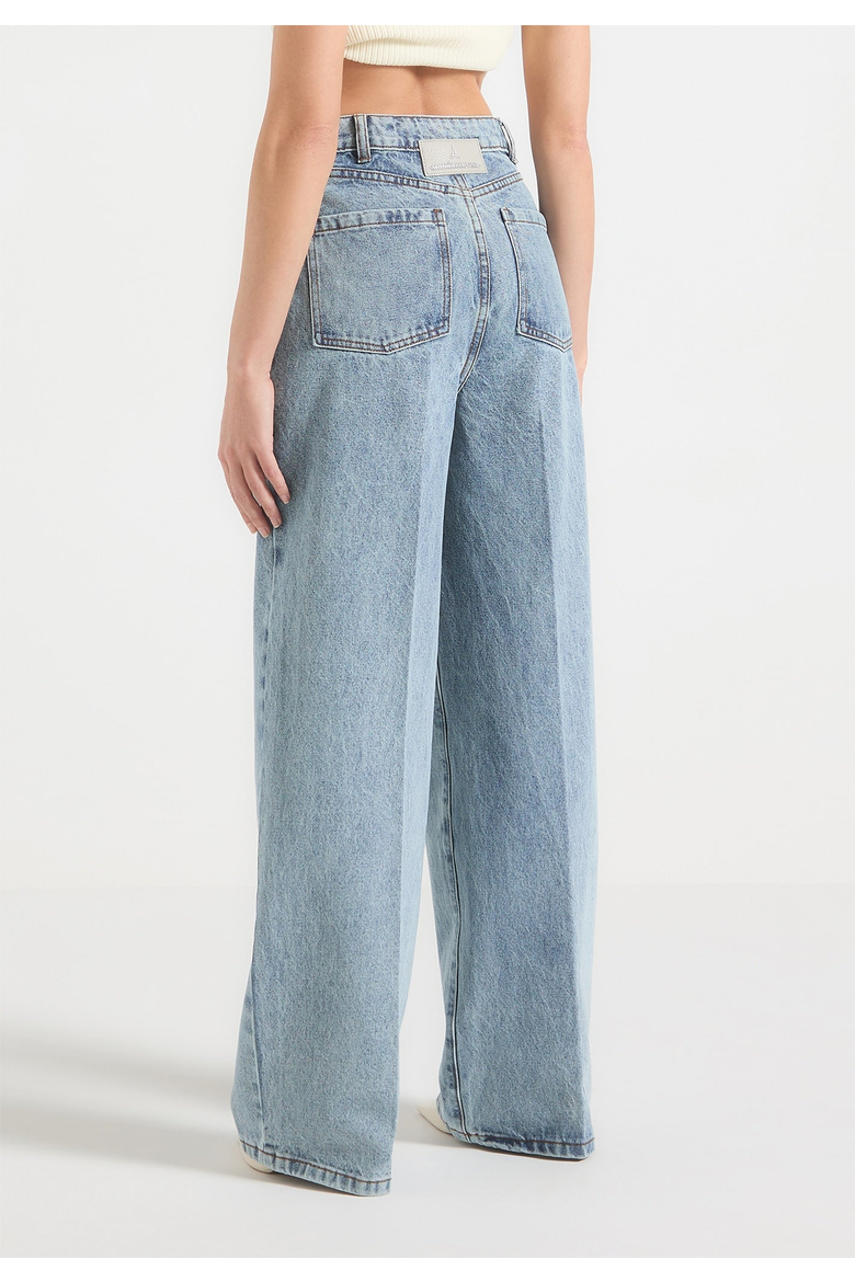 Astrid Wrap Denim Wide Leg Jeans, Alternate, color, Mid Blue