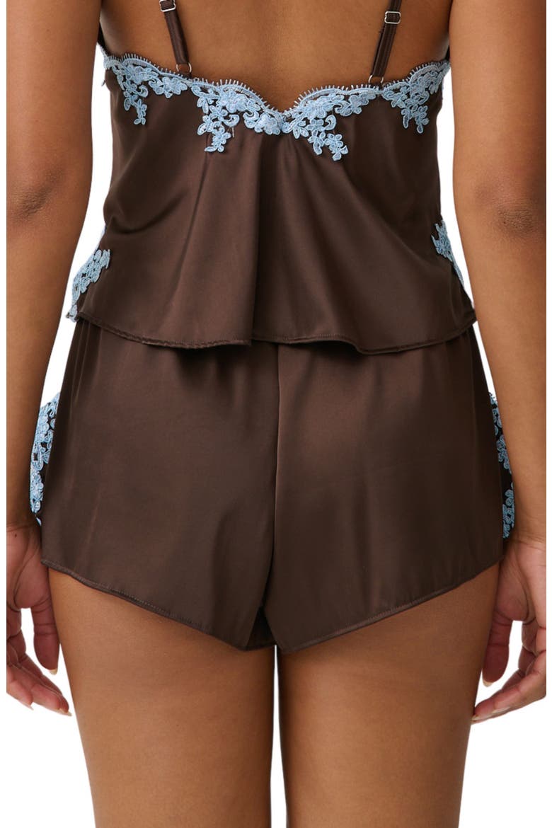 Cinderella Lace Trim Satin Tap Shorts, Alternate, color, ESPRESSO