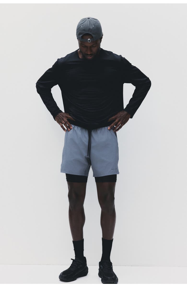 H&M Double-layered sports shorts with drymove, Main, color, Dusty Gray