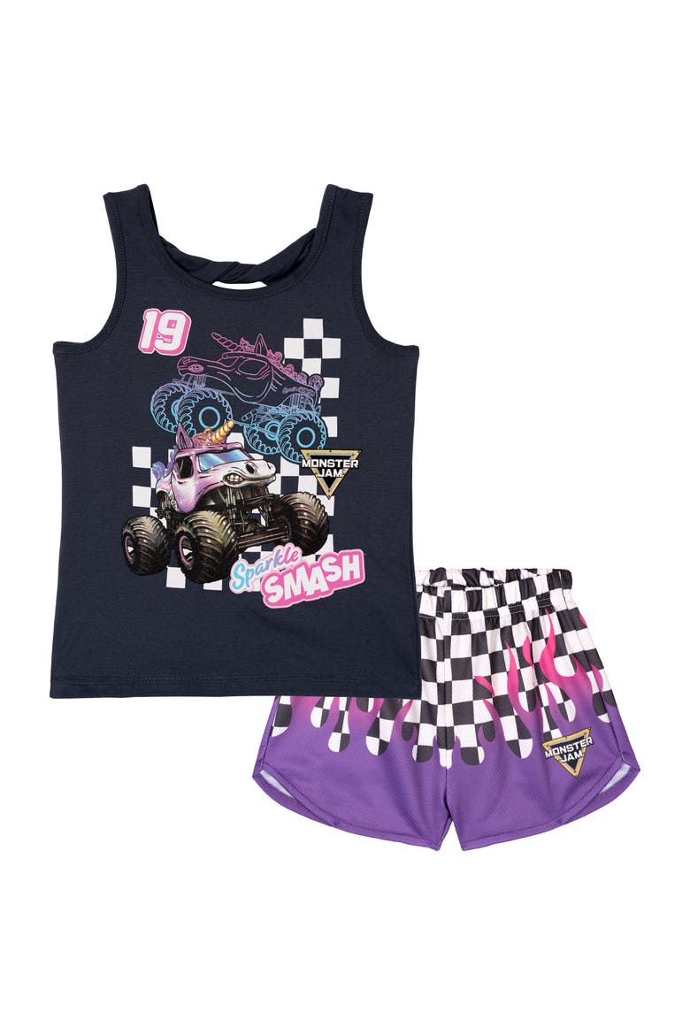 Sparkle Smash Athletic 2-Piece Tank Top and Shorts Set, Main, color, Grey Sparkle Smash