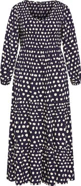 City Chic Jayden Smocked Bodice Long Sleeve Maxi Dress