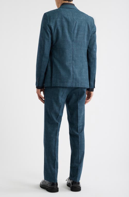 John Varvatos Varick Slim Fit Green Glen Plaid Slub Wool & Linen Blend Suit