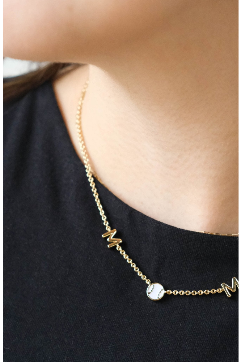 Baseball Mom Necklace, Alternate, color, Gold Plated