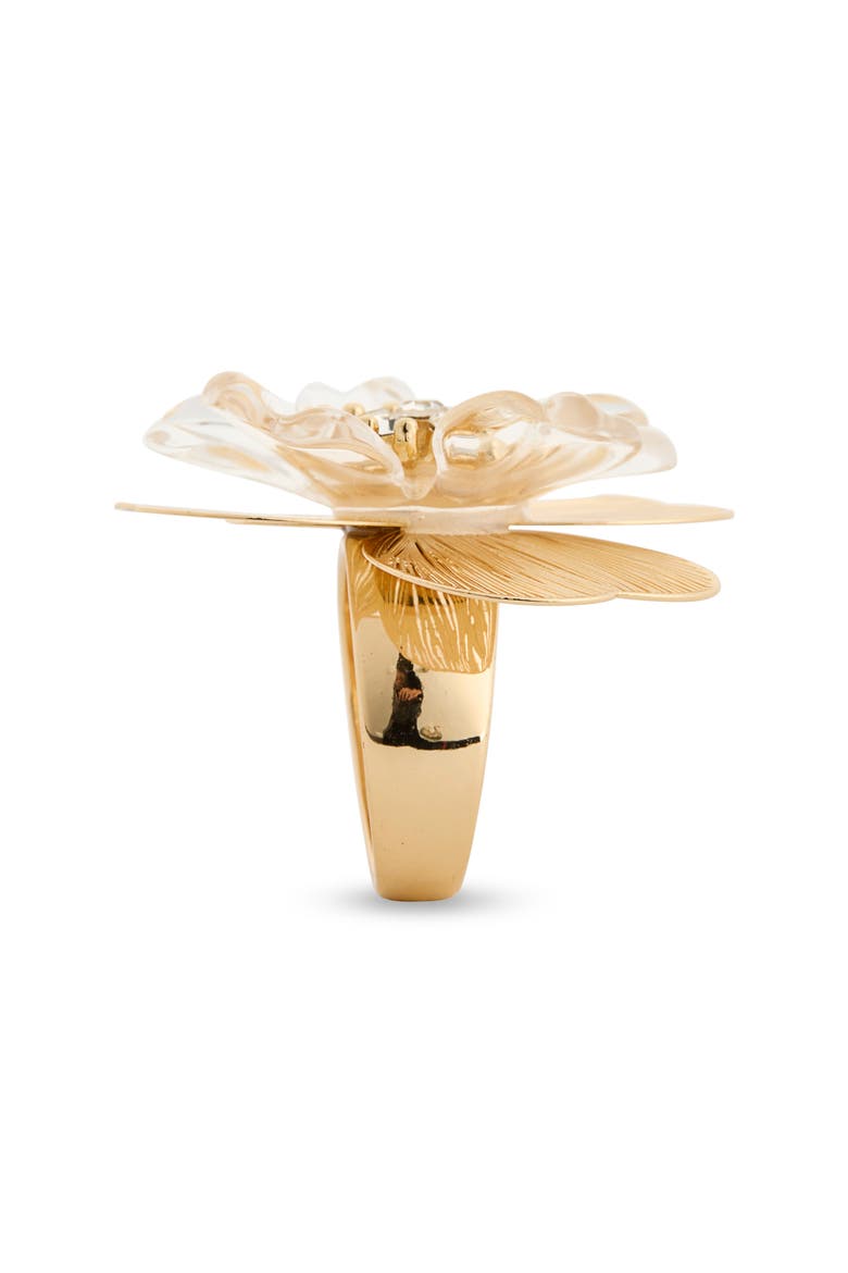 Frosted Flower Cocktail Ring, Alternate, color, CLEAR- GOLD