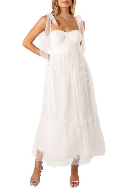 Floret Bow Strap Sweetheart Neck Maxi Dress