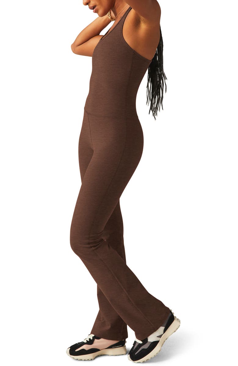 Beyond Yoga All Around Space Dye Flare Leg Jumpsuit, Alternate, color, Bold Mocha Heather