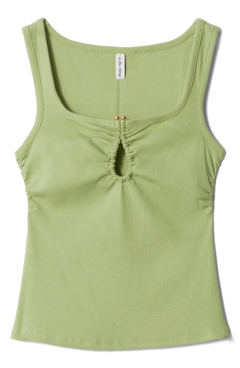 & Other Stories Metal Keyhole Stretch Cotton Tank, Alternate, color, Green Dusty Light