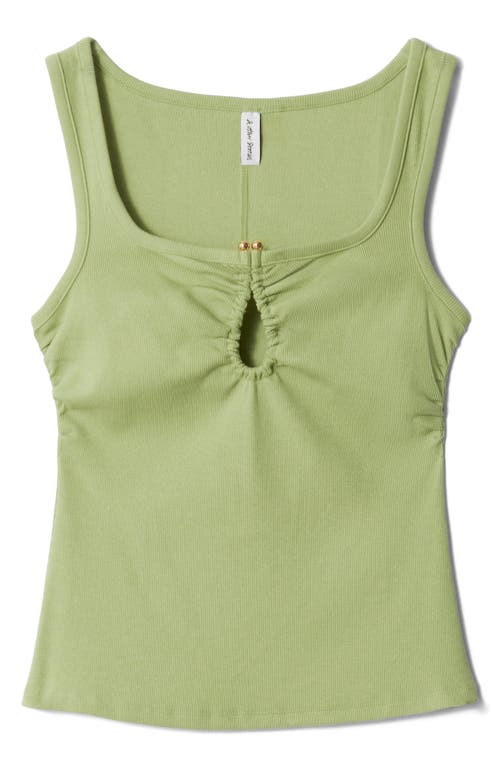 & Other Stories Metal Keyhole Stretch Cotton Tank In Green