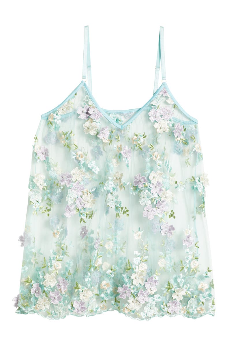 KILO BRAVA Embellished Embroidered Sheer Chemise, Alternate, color, Powder Blue Multi
