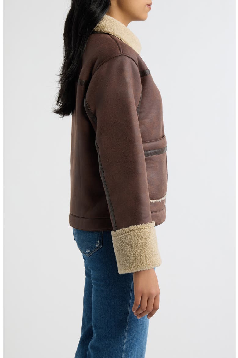 Faux Shearling Jacket, Alternate, color, DARK BROWN